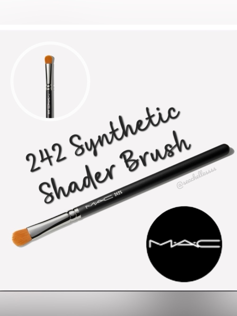 MAC Cosmetics 242 Synthetic Shader Brush Round Edge Shades Eyes Full Size